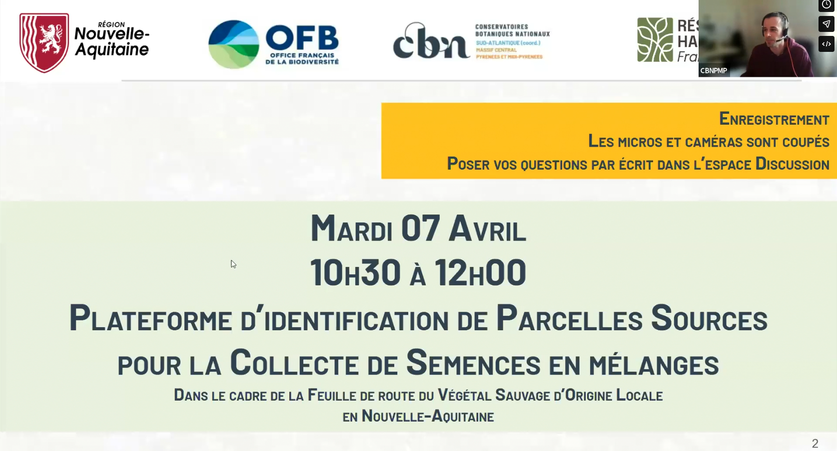 Plateforme d'identification de parcelles sources pour la collecte de semences en mélanges - Webinaire du 07 avril 2026